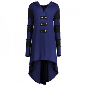 High Low Plus Size Lace-up Hooded Coat