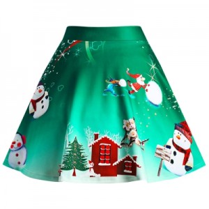 Christmas Snowman Tree Wintersweet Print Ombre Skirt