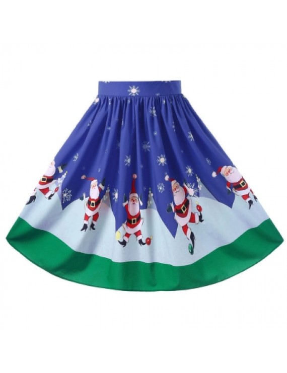 Christmas Plus Size Midi Swing Skirt